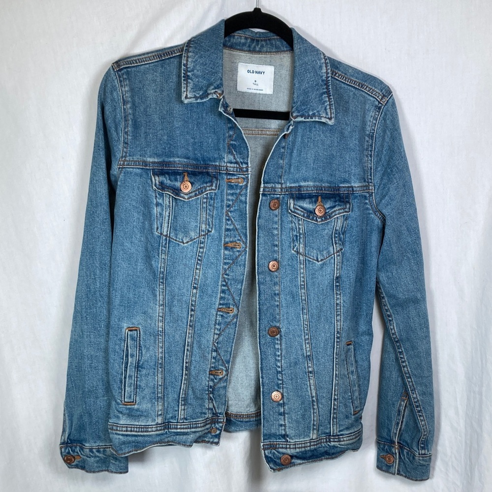 Old Navy Classic Jean Denim Jacket Medium Blue Wash Sz S Tall Western Festival